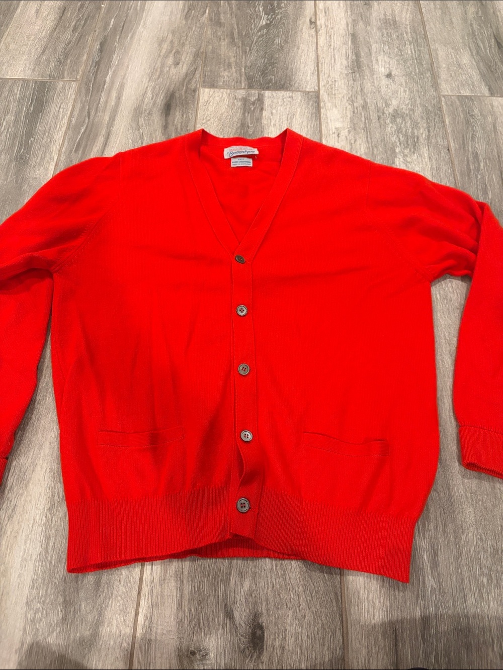 Vintage Ballantyne Scotch House 100% Cashmere Cardigan Red Made in Scotland